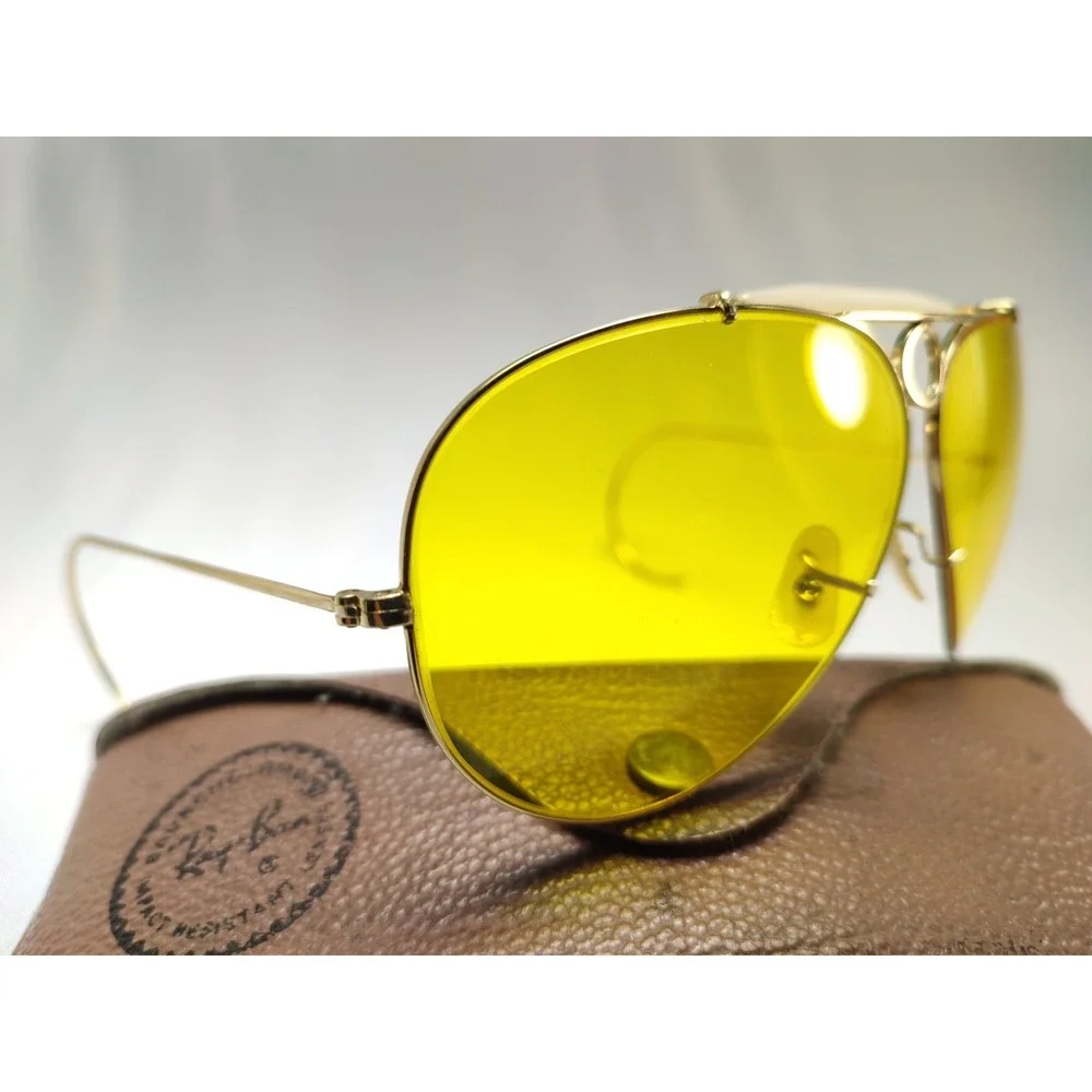 Vintage Ray-Ban B&L Shooter Aviator 12K GF Yellow Kalichrome Lenses USA